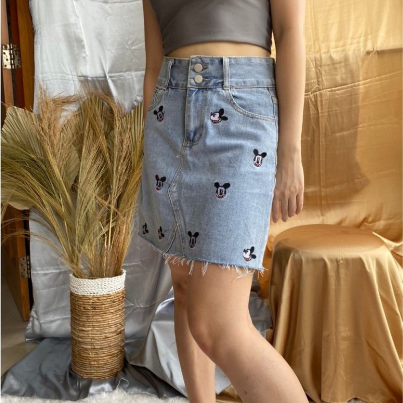 Mickey skirt jeans rok mini import bkk