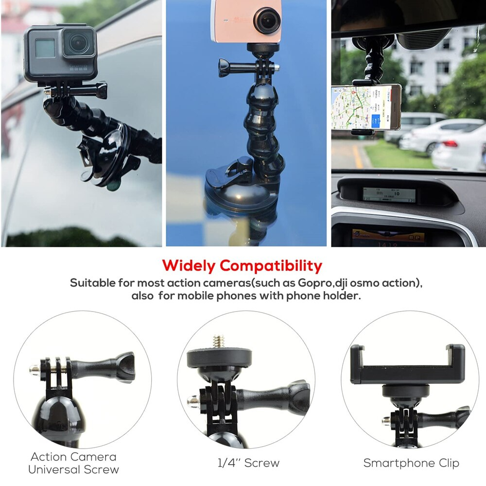 Flexible Suction Cup Action Cam Suction Cup Car Mount Holder Xiaomi Yi GoPro Hero Action Camera Car Window Snake Shape Flexible Adjustable
