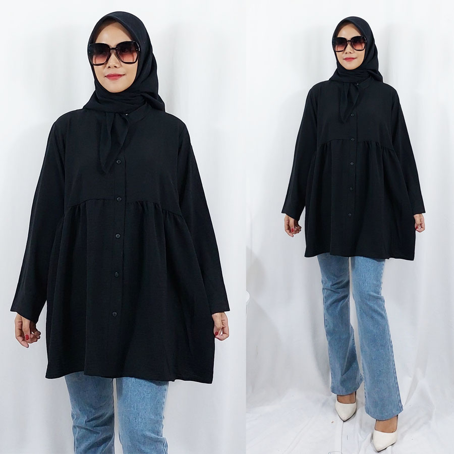 CARLINA DELIA TUNIK BLOUSE MATT CRINGKLE KATUN PREMIUM AIRFLOW JUMBO OVERSIZE