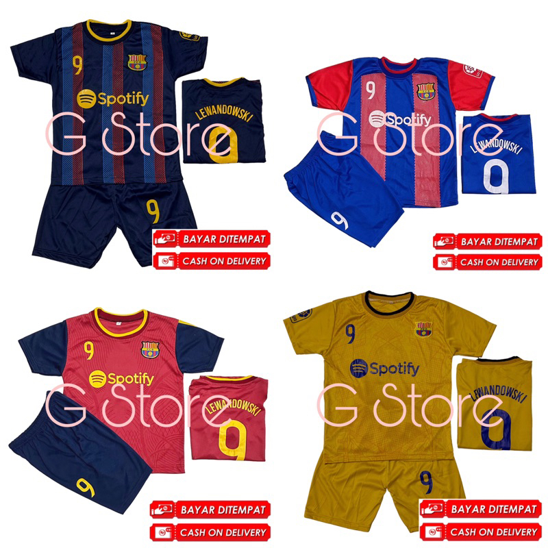 BISA COD / JERSEY BOLA BARCA / SETELAN BAJU BOLA BARCA ANAK TERMURAH / TERBARU 2022-2023