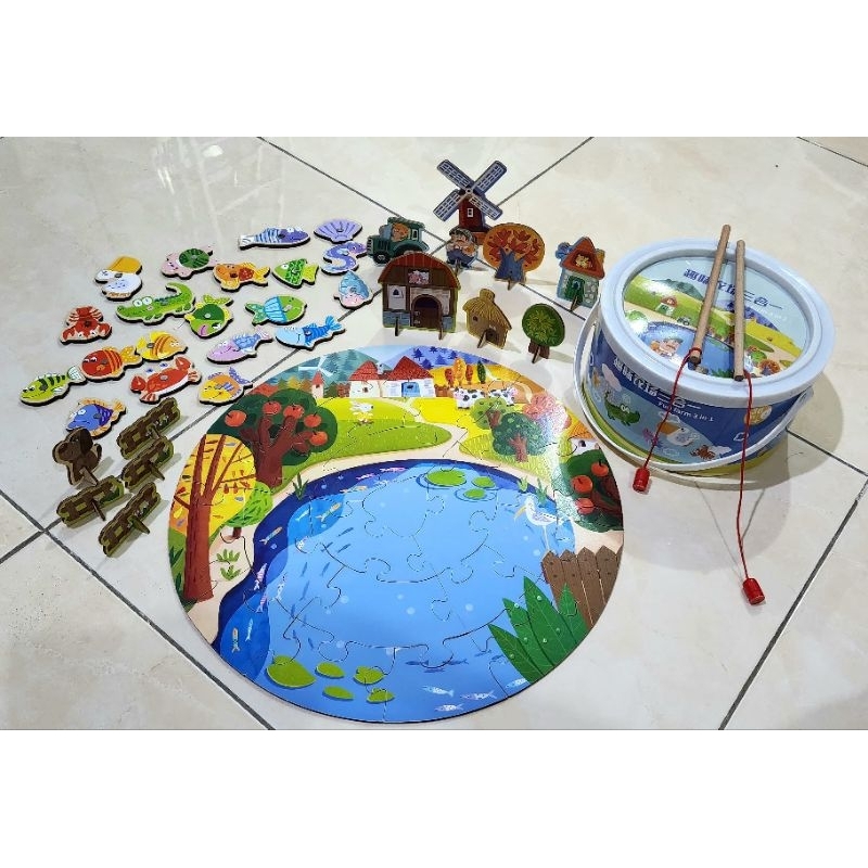 (PRELOVED) Puzzle Kayu Pancing Ikan
