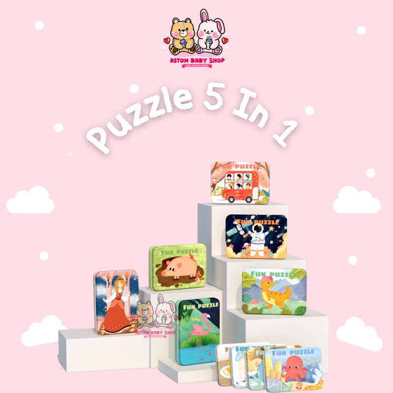 Mainan Anak Fun Puzzle Kaleng 5 in 1 Mainan Edukasi