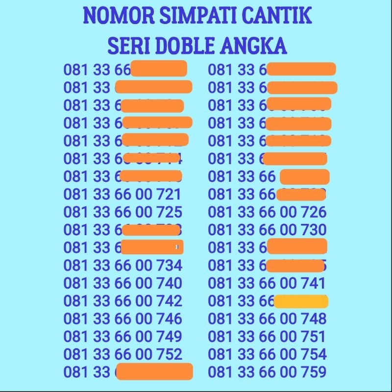 nomor simpati cantik double angka