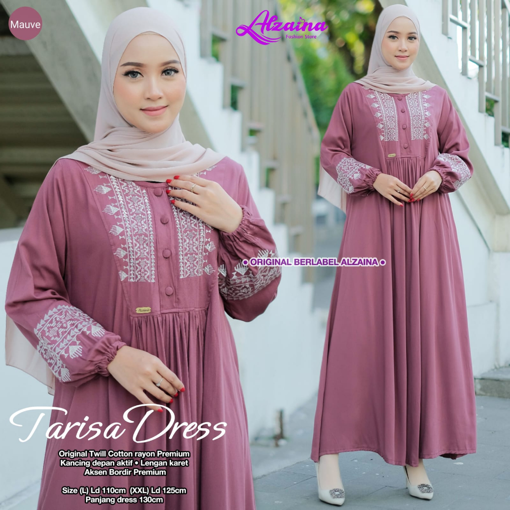 Tarisa Dress Rayon Twill Premium Bordir Original Produk By Alzaina