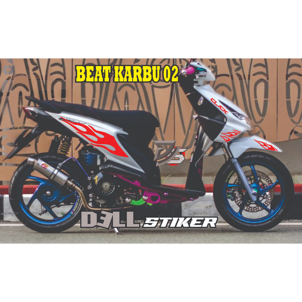 Stiker Beat Karbu Motif Api CUTTING STIKER BEAT HONDA KARBU