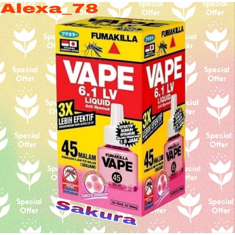 Obat nyamuk Vape Refill 45 malam Sakura