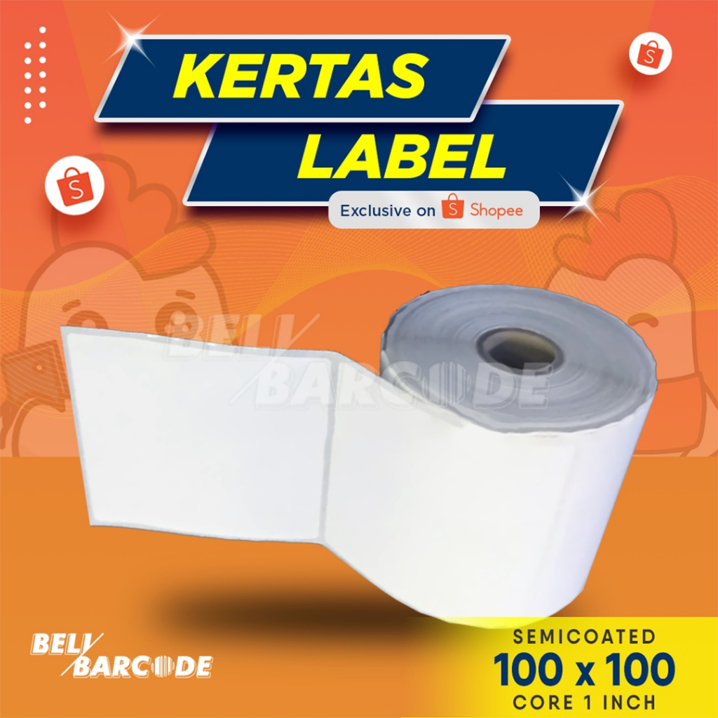 Stiker Label Barcode 100x100mm Semicoated 1 Line isi 500 Pcs