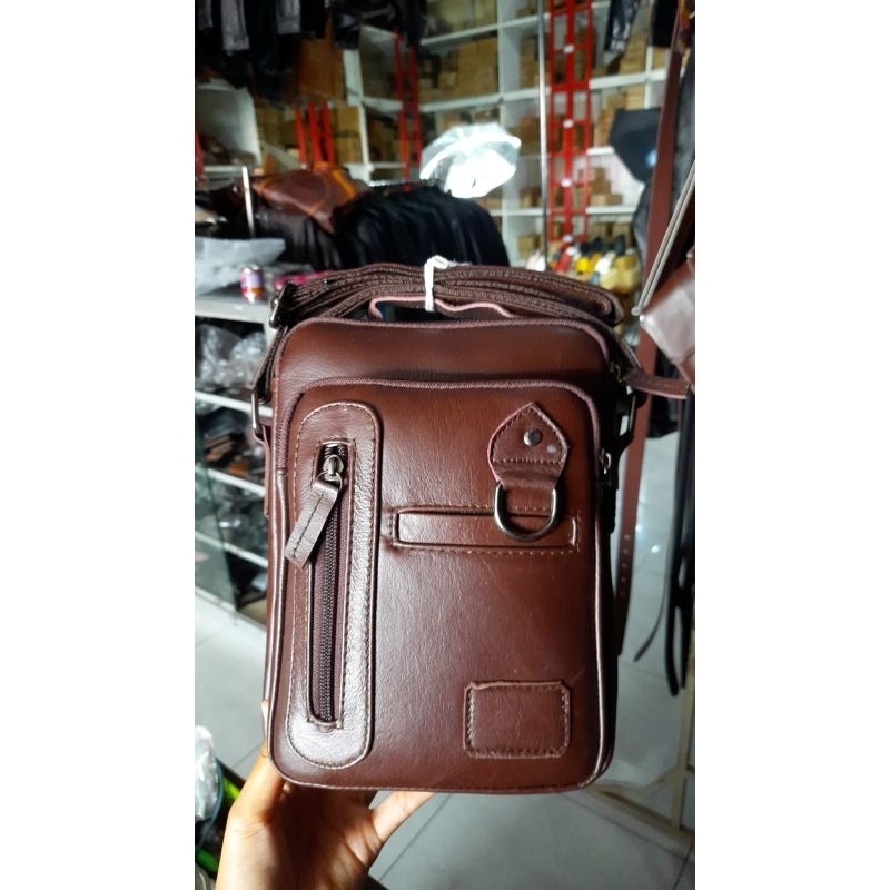 Tas Slempang Pria Kulit Asli Slingbag Kulit Asli Anti Api Tas Kulit Asli Elegant