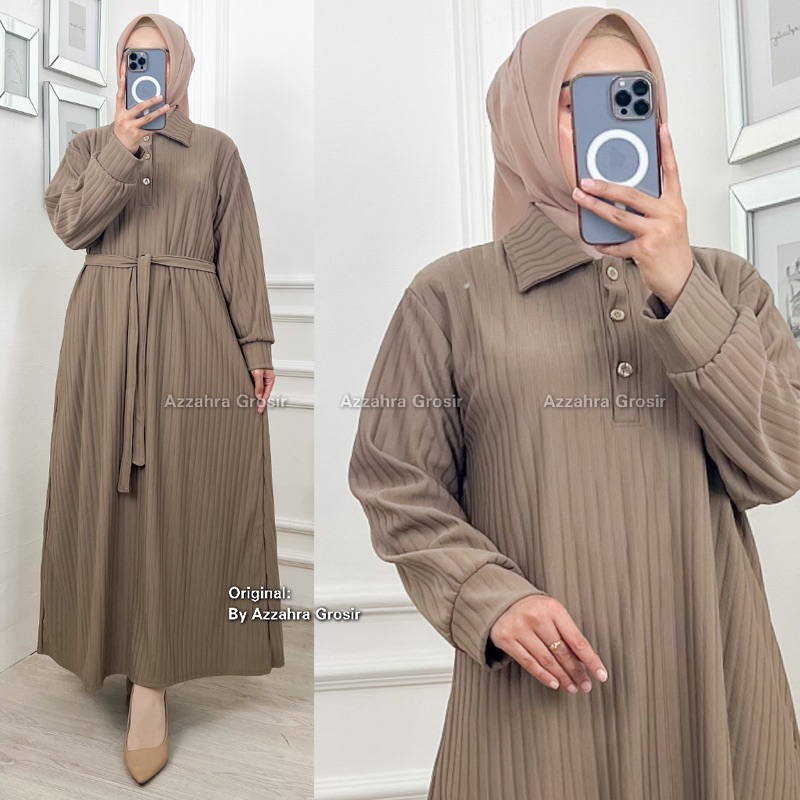 AM - Kirana Dress LD110-120  Gamis Wanita Jumbo Free Tali Pinggang / 572-7450