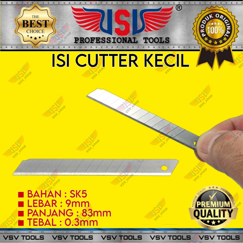 Isi Cutter Kecil 9mm Refill Cutter Tebal 0.3mm isi 10pcs Bahan SK5