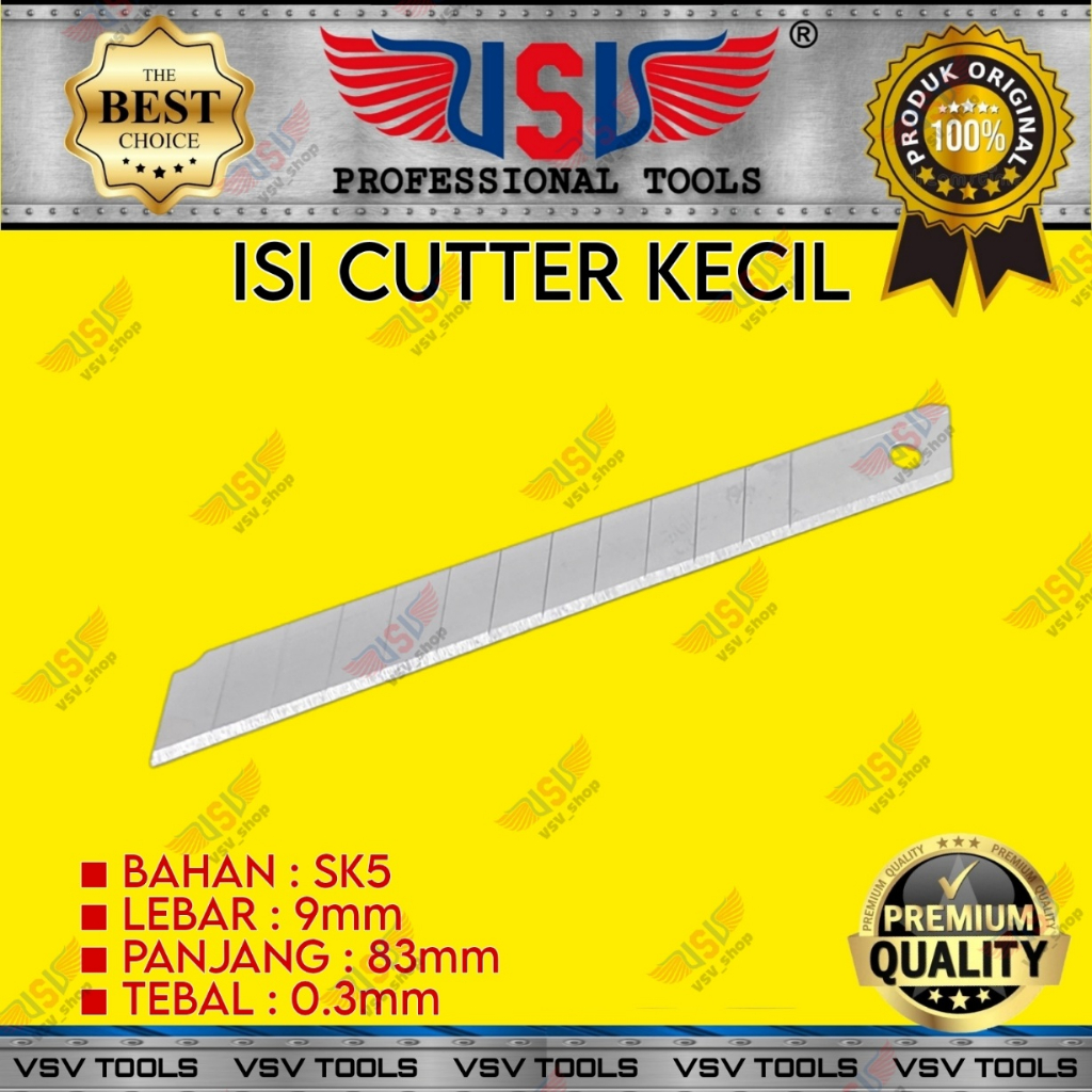 Isi Cutter Kecil 9mm Refill Cutter Tebal 0.3mm isi 10pcs Bahan SK5