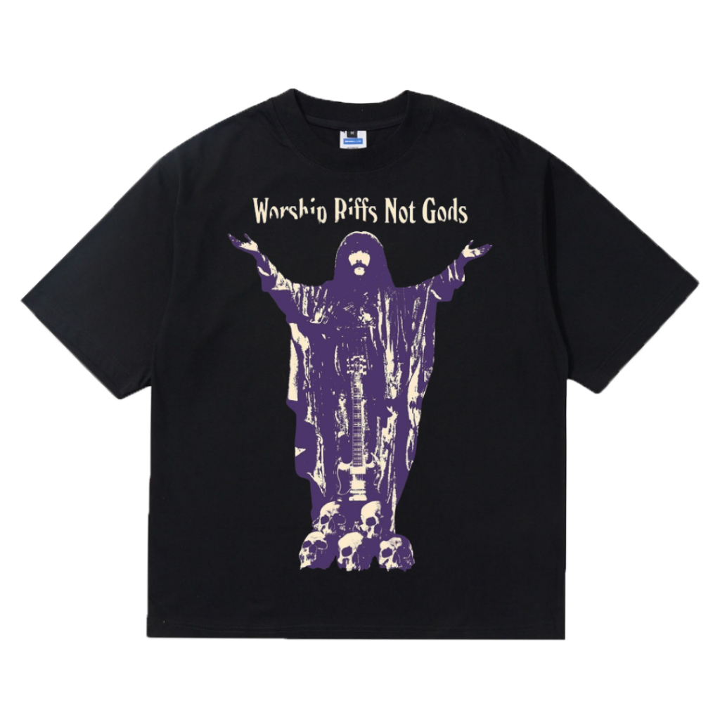 Kaos Worship Riffs Not Gods | Kaos Vintage Oversize | Kaos Pria Distro | Kaos Oversize Pria | Kaos H