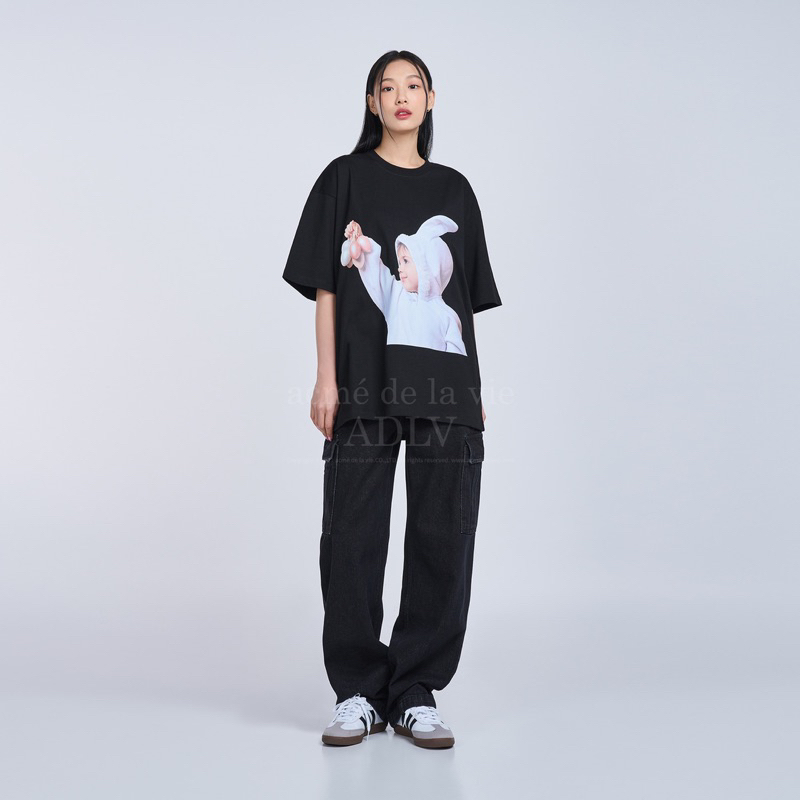 BABY FACE SHORT SLEEVE T-SHIRT BLACK RABBIT