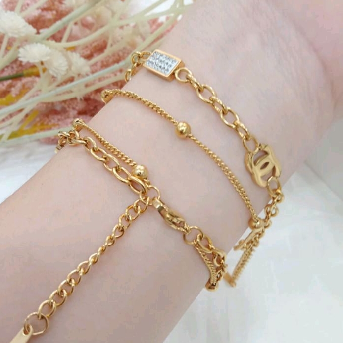 Gelang Titanium model Kaitan Anti Karat Dan anti luntur