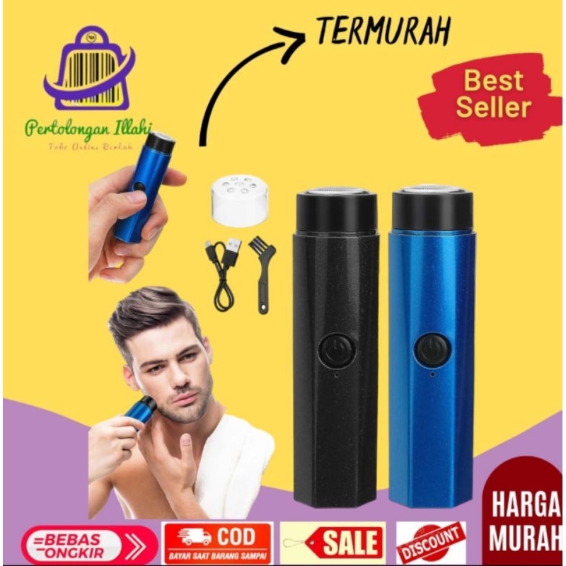 razor alat mesin cukur elektrik portabel buat potong jenggot kumis bulu dengan baterai charger cocok buat traveling masuk saku organizer