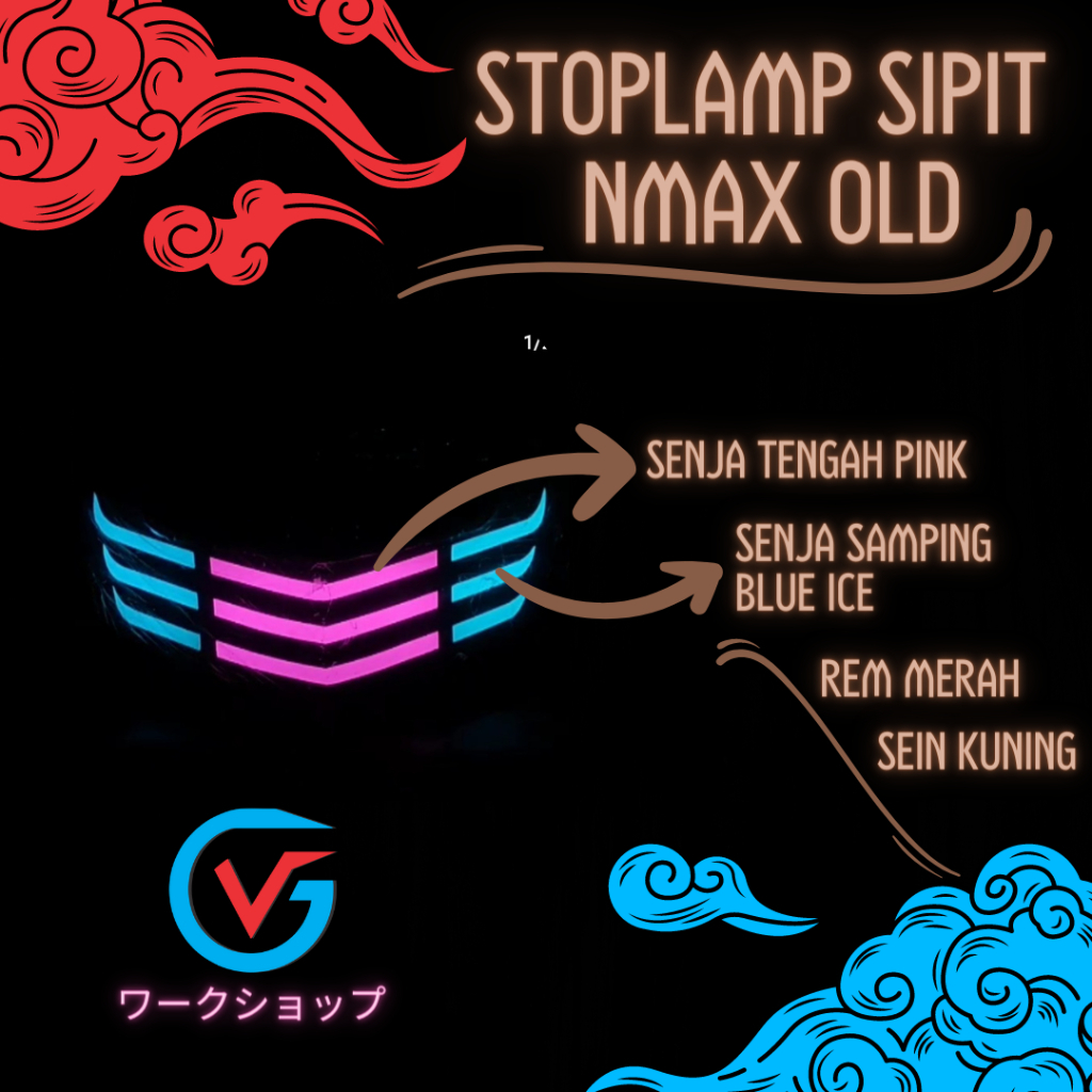 Lampu Stoplamp Nmax Old Pink Blue Ice Putih Modifikasi Model Sipit