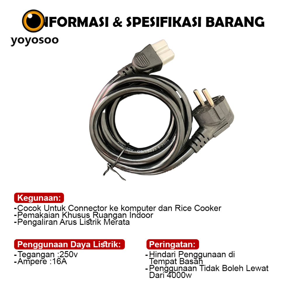 Kabel Power Listrik Konektor Angka 8 - YOYOSOO