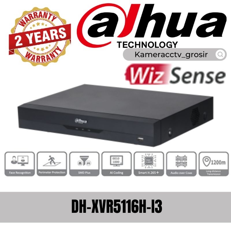 DVR 16CH 5MP DAHUA XVR5116H-I3 WizSense 1HDD H.265+