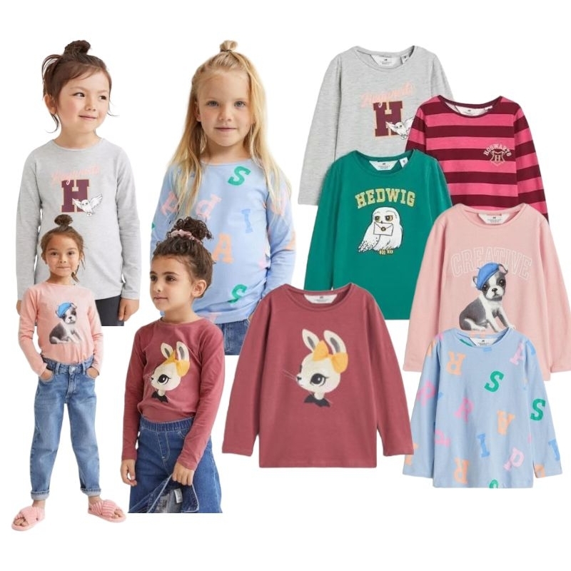 Restok. Kaos hnm anak perempuan lengan panjang