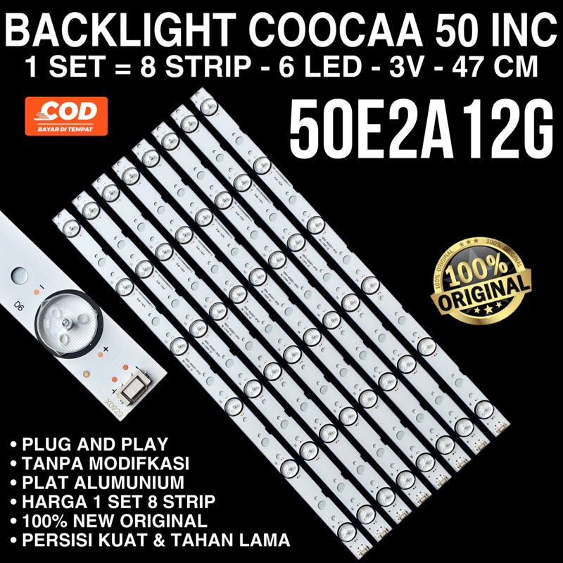 BACKLIGHT TV COOCAA 50E2A12G 50 INC 6K 3V LAMPU LED BL 50IN KOKA COCA