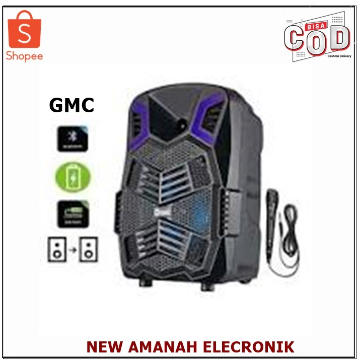 SPEAKER BLUETOOTH GMC 897K/GMC 897J 8 inch Subwoofer Bluetooth Portable + MIC 1