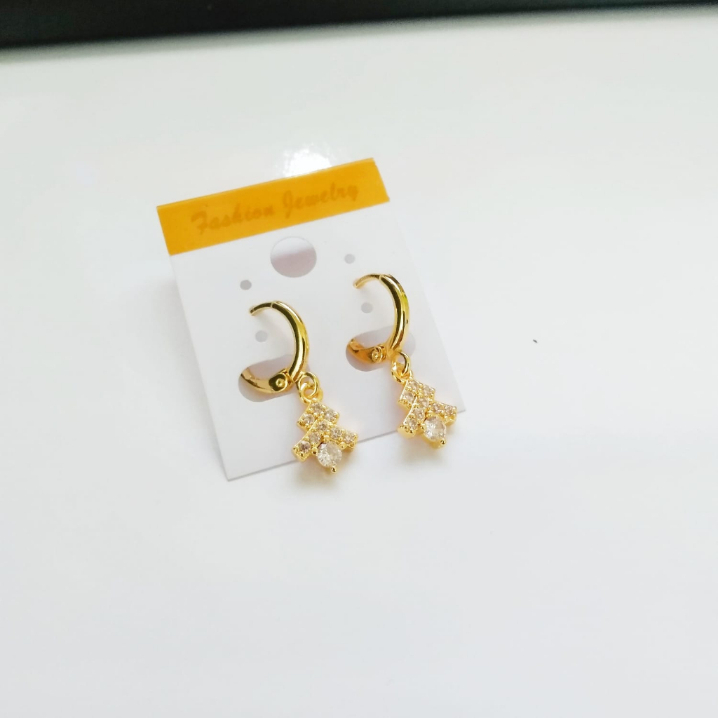 AV265 Grosir Anting Permata Dewasa Anting Klip Juntai Pendek