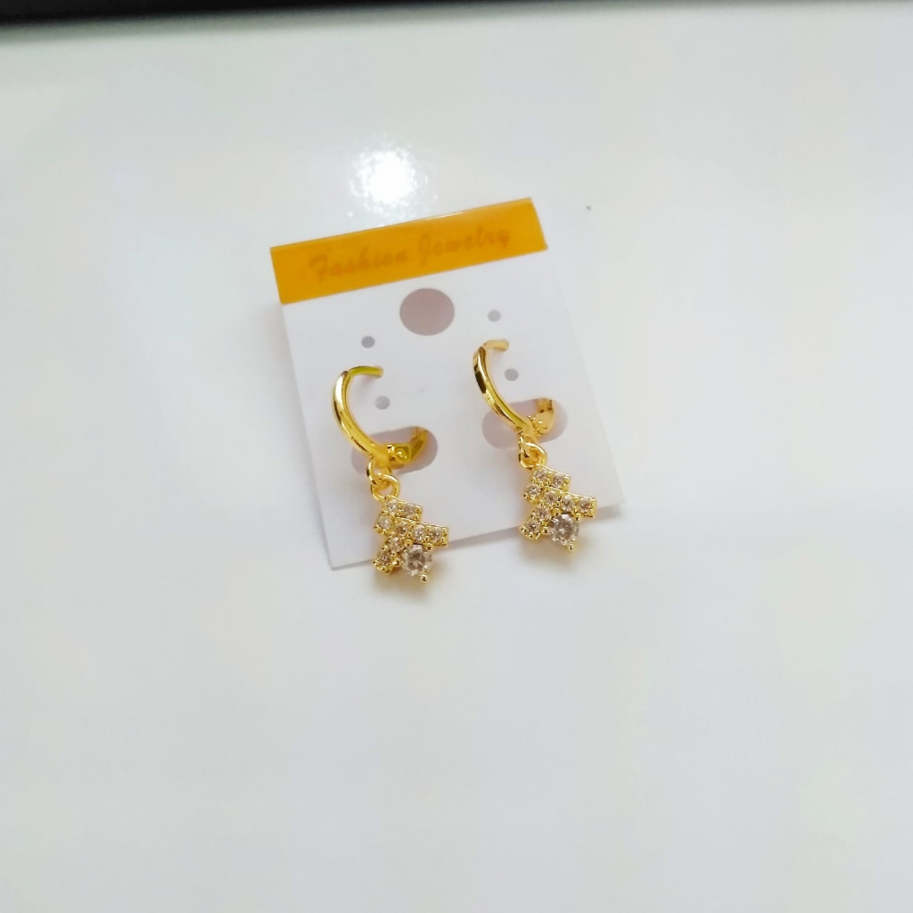 AV265 Grosir Anting Permata Dewasa Anting Klip Juntai Pendek