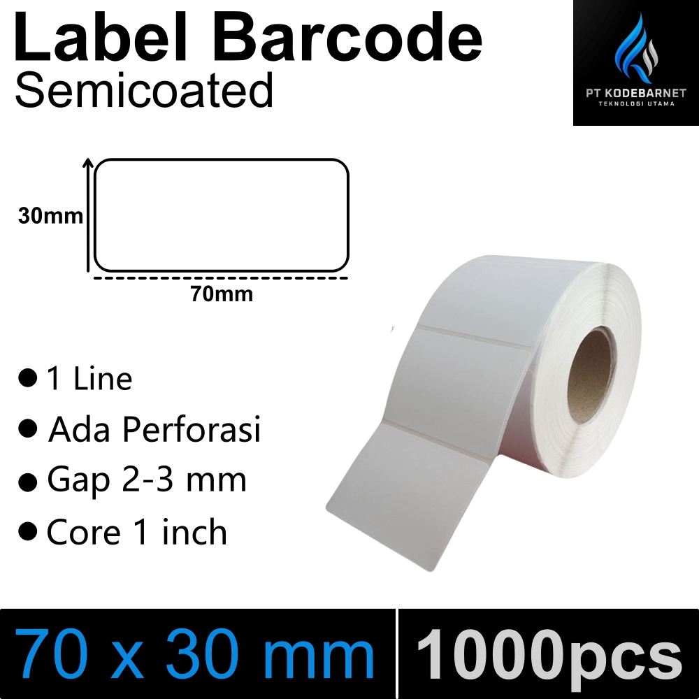 

LABEL STICKER BARCODE SEMICOATED 7X3 CM / 70X30 MM MURAH