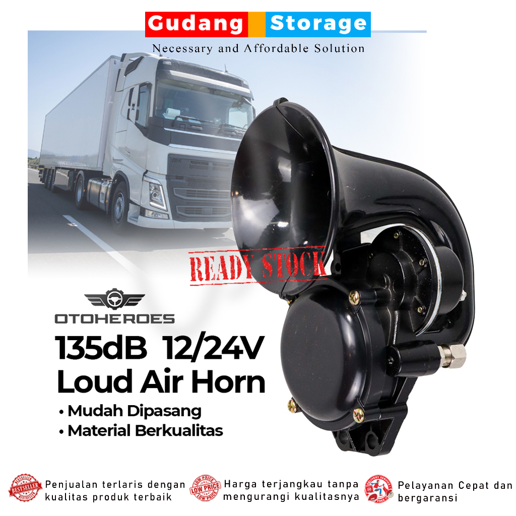[PROMO] Klakson Mobil Keong Suara Truk / Klakson Keong Trompet Mobil Truk Loud Air Horn 135dB - Blac