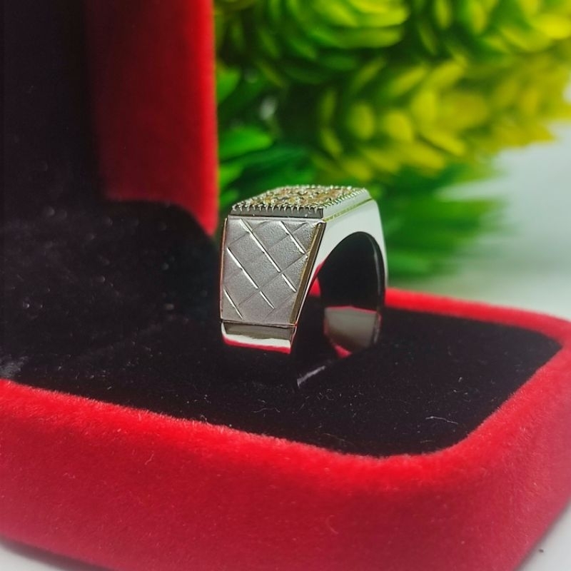 cincin laki ikat perak motif mata 9 full berlian eropa asli free memo