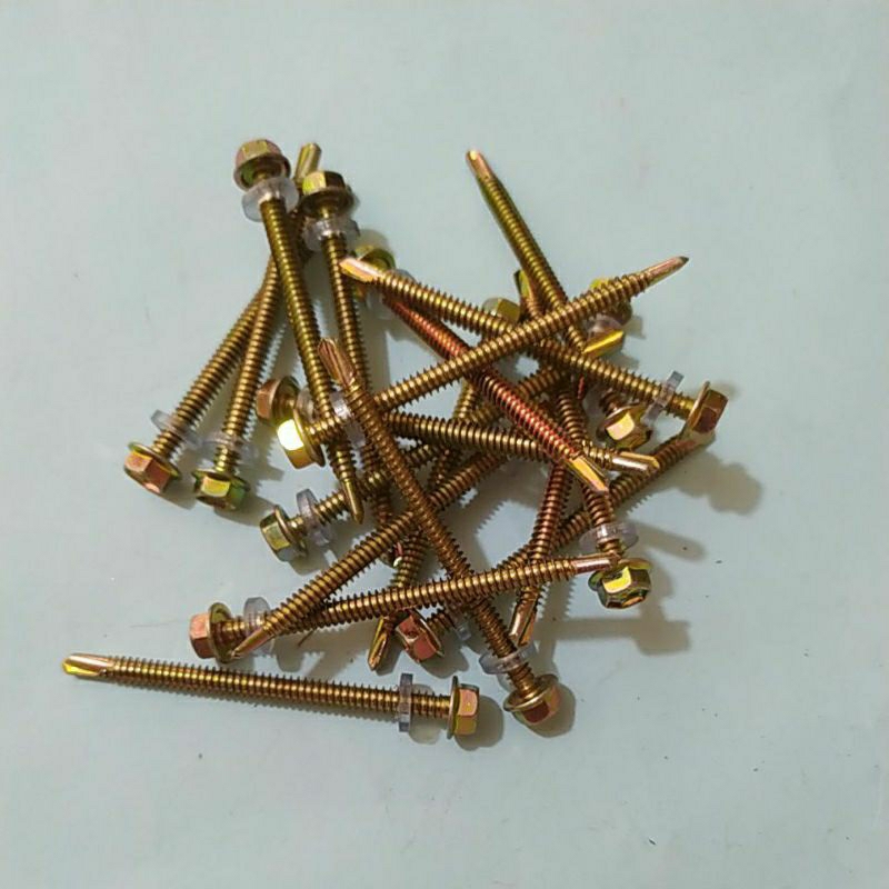 10pcs baut baja ringan 12 x 70. drilling roofing galvalum. harga per 10pcs