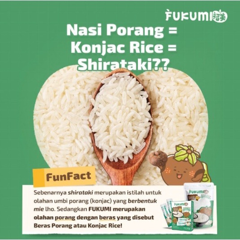 Fukumi Beras Porang Pouch 1kg Fukumi Konjac Rice Nasi Diet Rendah Kalori