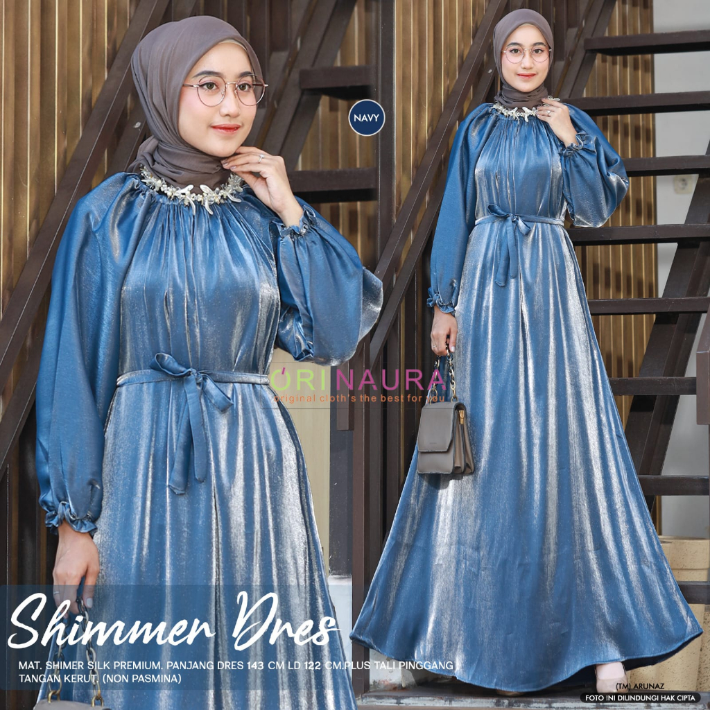 Ukisa Dress Gamis Muslim Matt Shimer Silk Premium Ziper Depan Busui Original By Adieva Orinaura