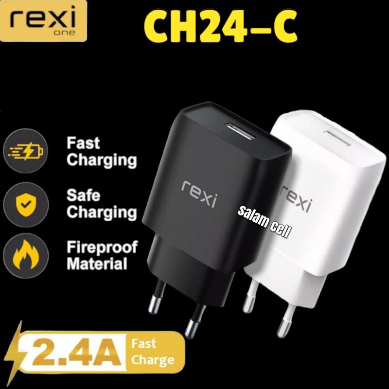 Charger Type-C iPhone Micro Usb REXI CH24-C 2,4A Fast Charger Original Garansi Resmi