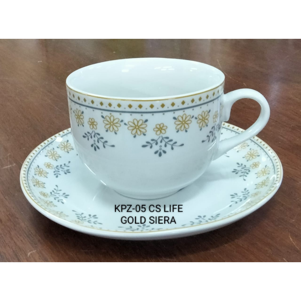 Cangkir Kopi Teh Keramik Motif Gold Siera