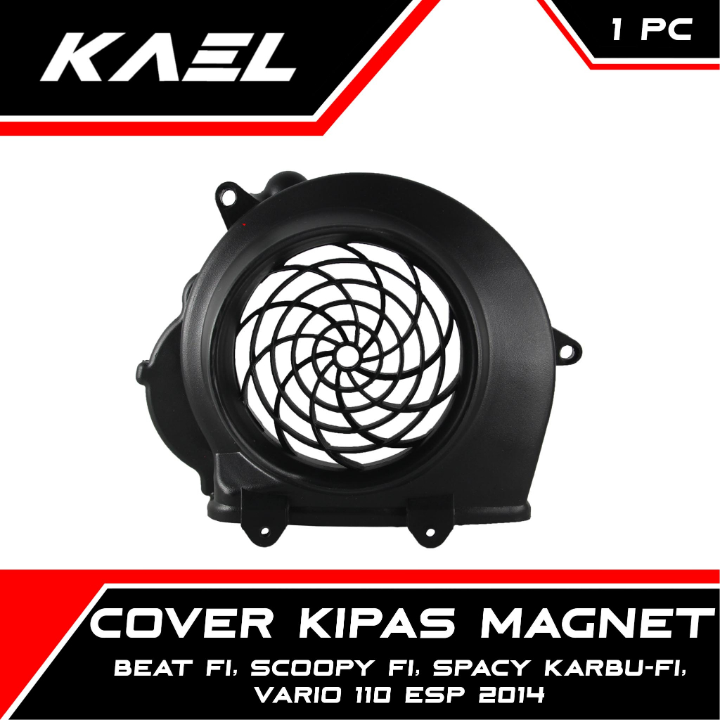 Cover Kipas Magnet Honda Beat FI &amp; Scoopy F1 &amp; Spacy Karbu FI &amp; Vario 110 eSP 2014 Penutup Tutup Tameng Pelindung Radiator Hitam Polos Magnit