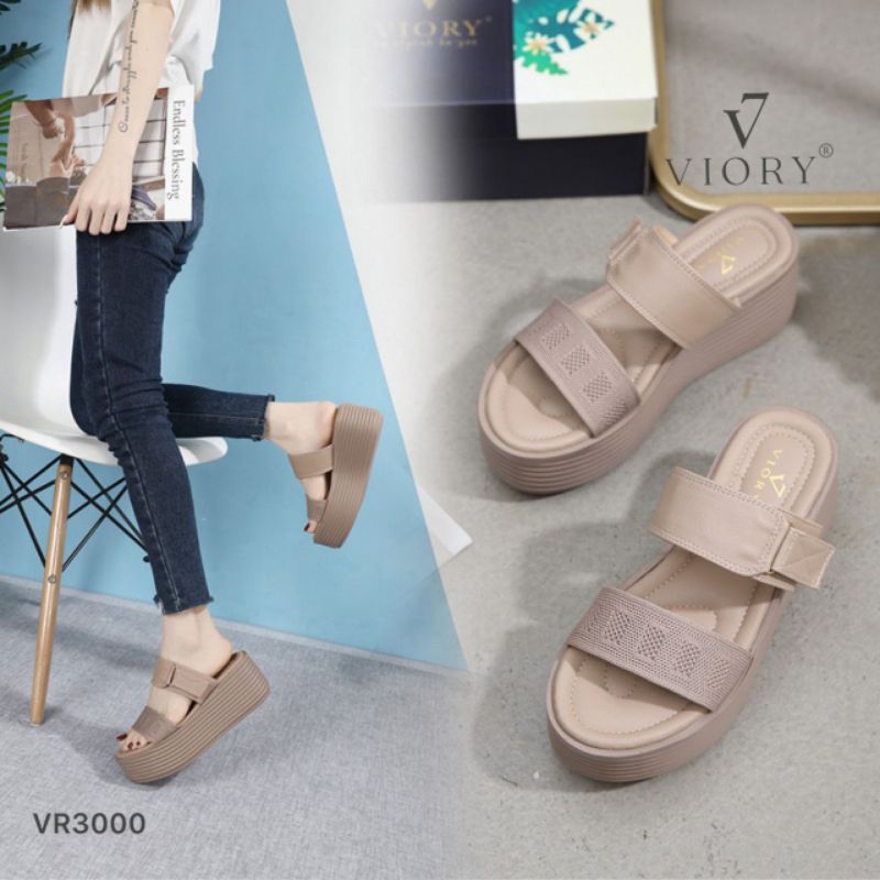 VIORY Wedges Sandals Double Straps Shoes #VR3000 ORIGINAL