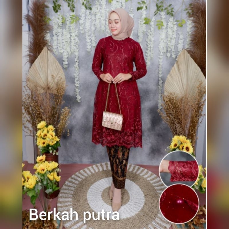 Kebaya tunik tille set rok plisket batik