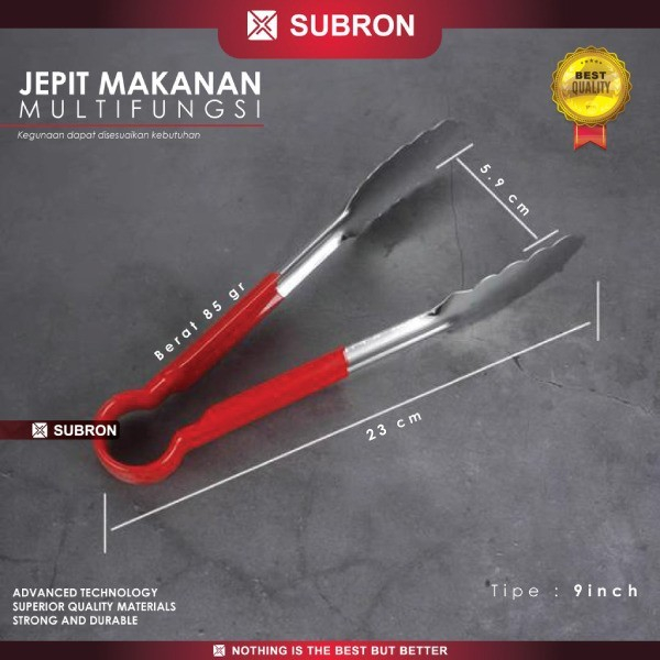 Subron Jepitan Kue Penjepit Makanan Warna 9 Inch Food Tongs Capit JR09