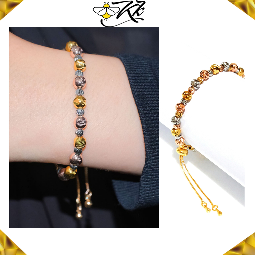 Gelang Serut Titanium Adjustable Warna Kombinasi Lapisan Emas 24K Anti Karat Anti Iritasi Aksesoris Perhiasan Korea Xuping