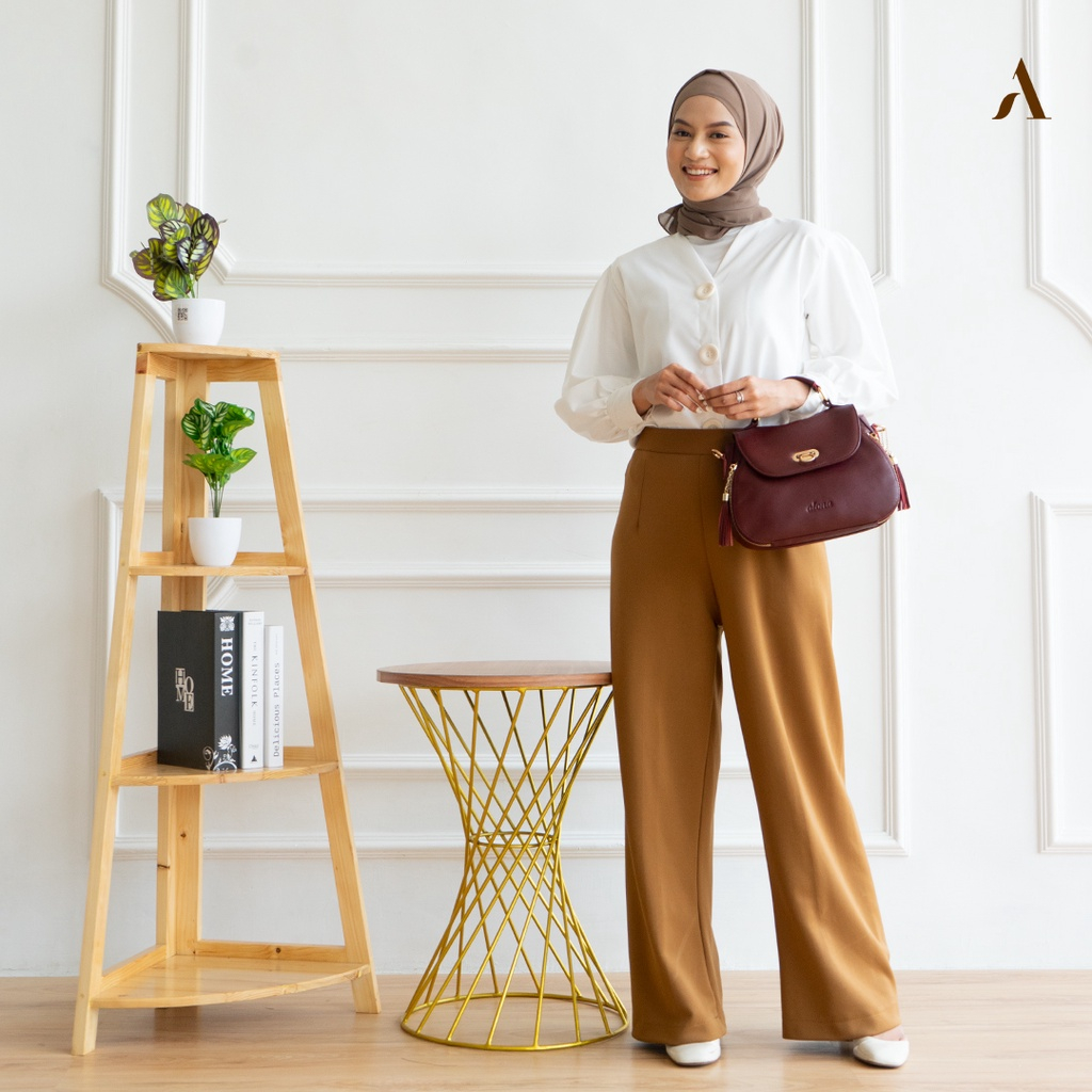 Tas Wanita Branded Model Selempang Slempang Jinjing Bahan 100% Kulit Sapi Asli Original Alona Viola Leather Sling Bag