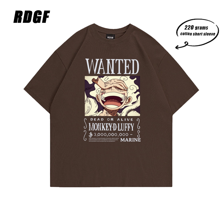 RDGF Oversized Washed T-shirt One Piece Luffy vintage t-shirt Hitam/A0672