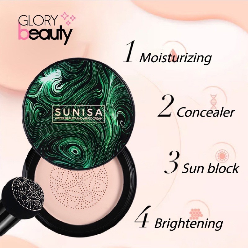 ( 100% ORIGINAL ) BEDAK SUNISA CUSHION WATERPROOF BEDAK ANTI AIR MUSHROOM HEAD AIR CC CREAM BPOM BED