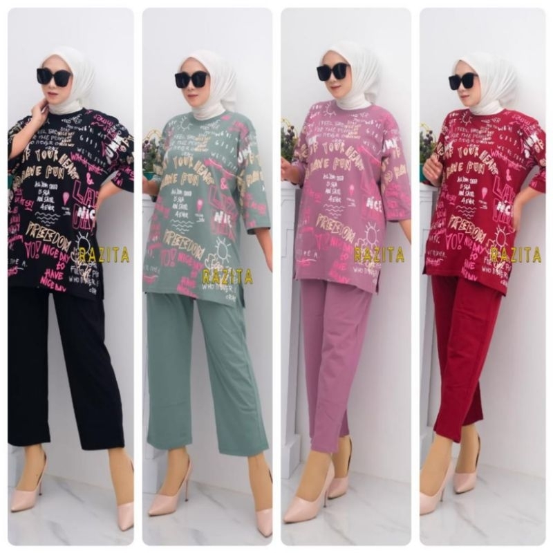 Setelan RAZITA combad 24s oversize/set gowes wanita