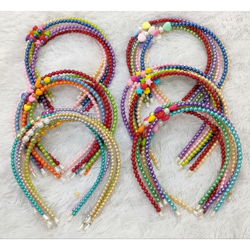 Bando mutiara warna warni / bando mutiara motif