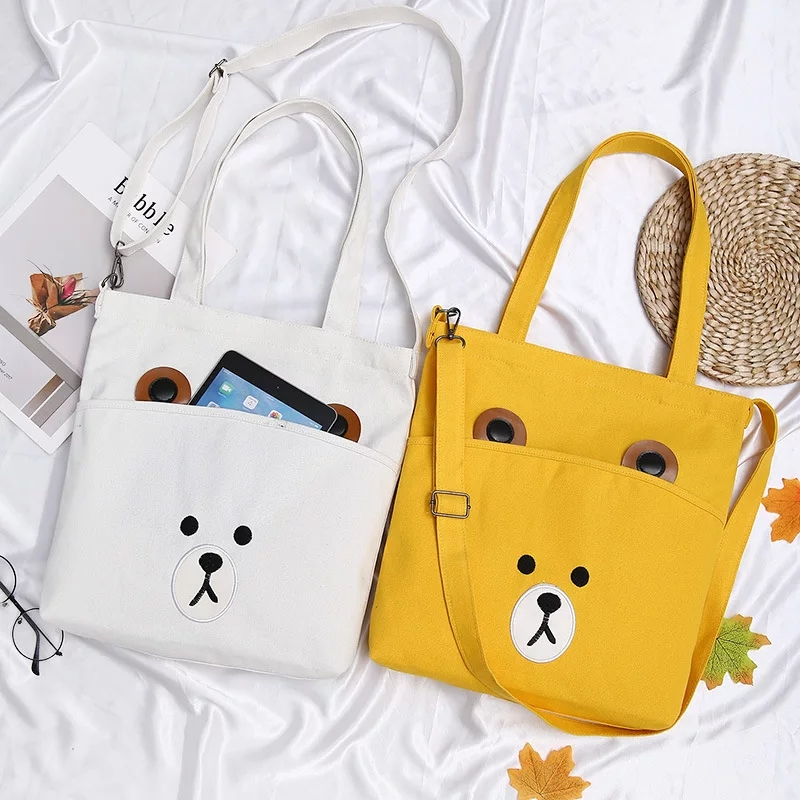 Totebag Tas Tenteng Wanita Tote Bag Jinjing Anak Cewek Sekolah Kuliah Dewasa Murah Cute Keren Bear F
