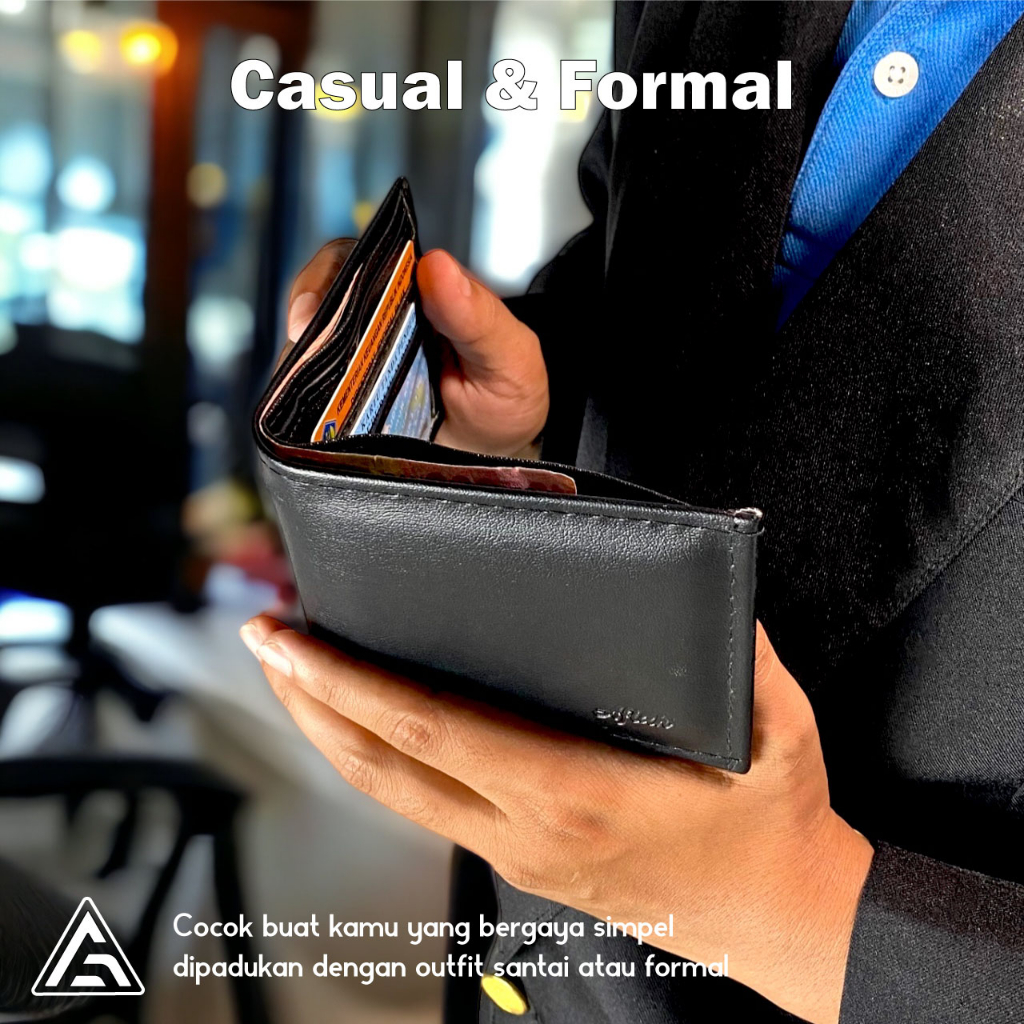 AFLAH Dompet Pria Bahan Kulit Sintetis Premium Aflah D02 - Hitam