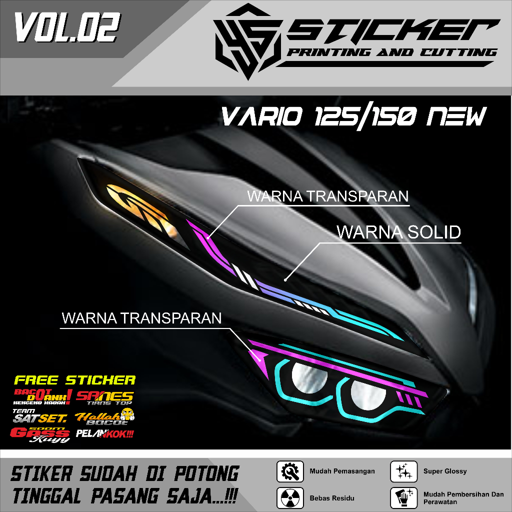 STIKER Alis lampu vario new 2018-2021 new 2023 125/150 - variasi lampu alis vario new 125/150. Vol -