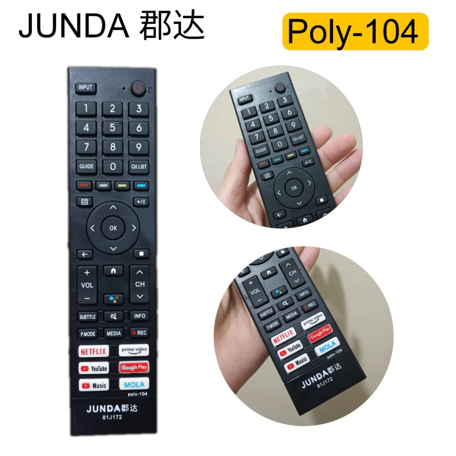 Remote JUNDA POLY 104 Pengganti Untuk Polytron Smart TV Android 81J172