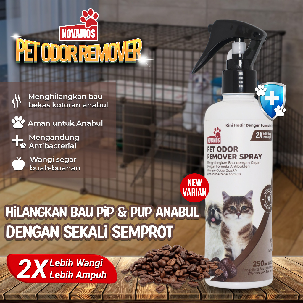 NOVAMOS Penghilang Bau Kotoran Kucing &amp; Anjing - Wangi Kopi 250 ML